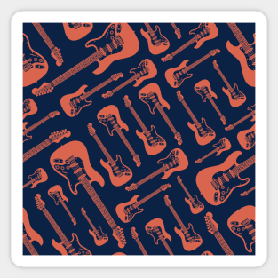 Electric Guitar Seamless Pattern Brown Sticker